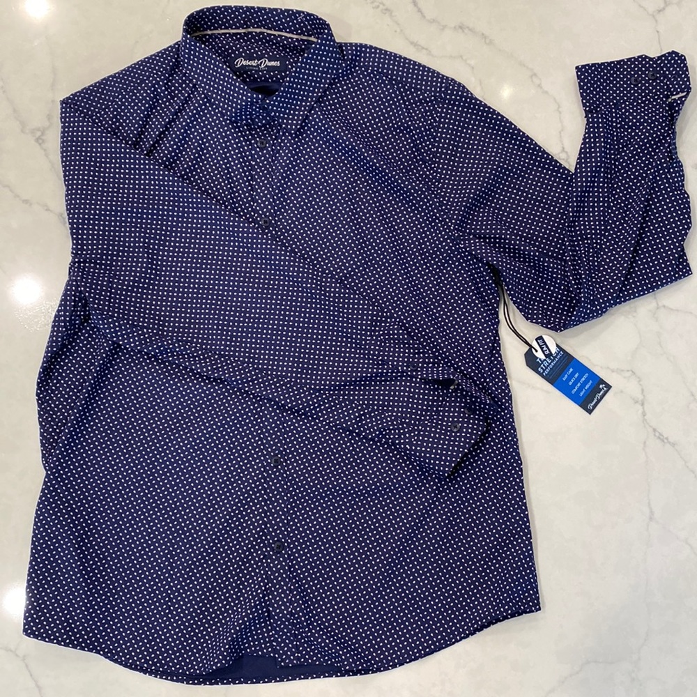 Navy blue print button up- Brand new